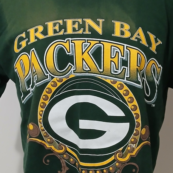 Vintage Green Bay Packers Single Stitch Logo Print Short Sleeve T - Shirt XL - Picture 3 of 9